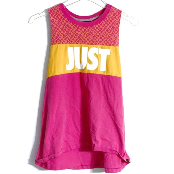 Nike Tops - Nike Pink & Melon Retro, Colorblock Graphic Tank